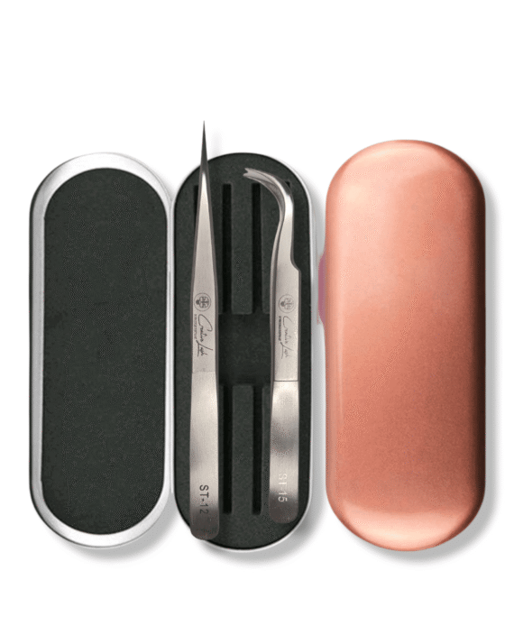 Pinzas originales Creative LASH 100% calibradas + estuche rosa