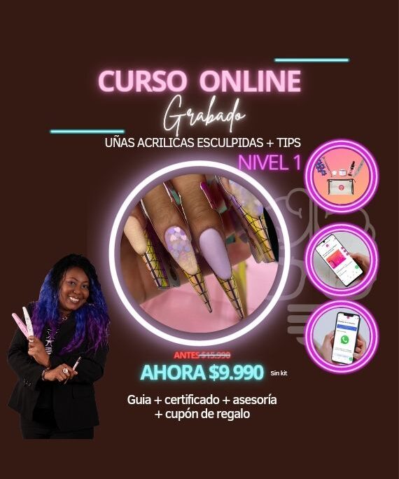 Curso online grabado Uñas Acrilicas Esculpidas + Tips NIVEL 1